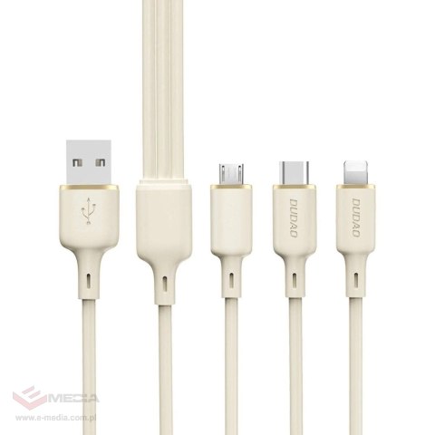 Kabel 3w1 Dudao L7SE USB-A - 2x USB-C / Lightning 66W 1.2m - beżowy