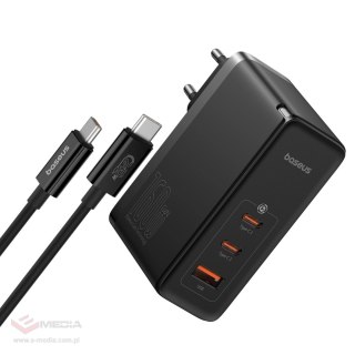 Ładowarka sieciowa GaN Baseus GaN5 Pro 2x USB-C / USB-A 160W - czarna + kabel USB-C - USB-C 240W - czarny