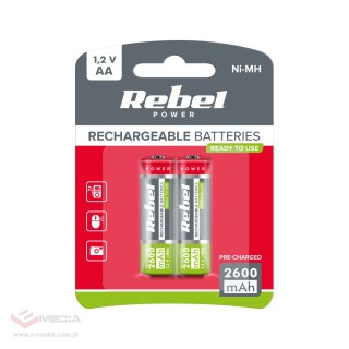 Akumulatorki REBEL HR6 2600 mAh Ni-MH 2szt/bl