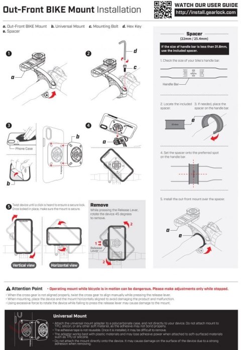 Uchwyt Spigen Gearlock MF100 na mostek rowerowy - czarny