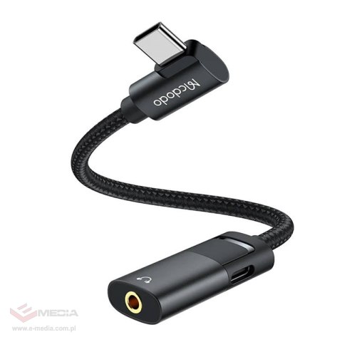 Adapter USB-C do AUX mini jack 3.5mm + USB-C, Mcdodo CA-1880 (czarny)