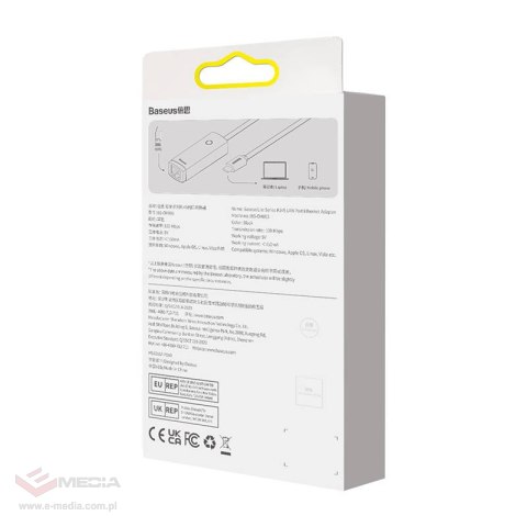 Adapter sieciowy Baseus Lite Series USB-C do RJ45, 100Mbps (czarny)