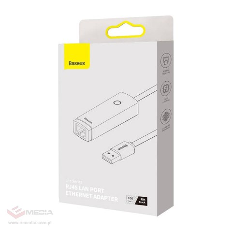 Adapter sieciowy Baseus Lite Series USB do RJ45, 100Mbps (czarny)