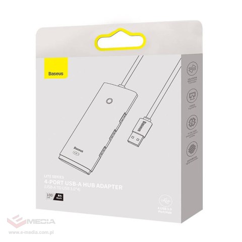 Hub 4w1 Baseus Lite Series USB do 4x USB 3.0 1m (czarny)