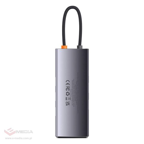 Hub 7w1 Baseus Metal Gleam Series, USB-C do 3x USB 3.0 + 2x HDMI + USB-C PD + Ethernet RJ45