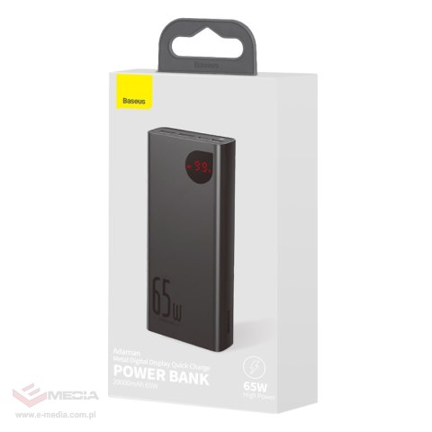 Powerbank Baseus Adaman Metal 20000mAh, PD, QC 3.0, 65W, 2xUSB + USB-C + micro USB, (czarny)