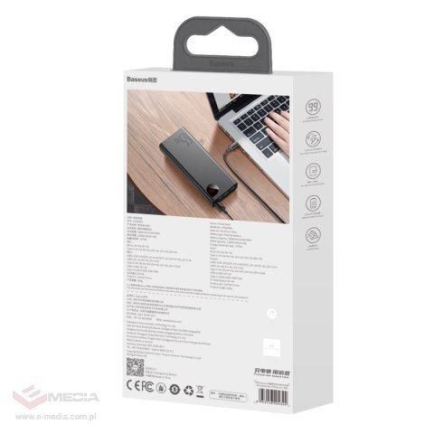 Powerbank Baseus Adaman Metal 20000mAh, PD, QC 3.0, 65W, 2xUSB + USB-C + micro USB, (czarny)