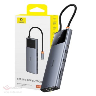 Hub 10w1 Baseus Metal Gleam II Series, USB-C do 1xHDMI, USB-A (10Gbps), USB-C, 2xUSB-A, Ethernet RJ45, karta SD/TF, mini-jack 3,