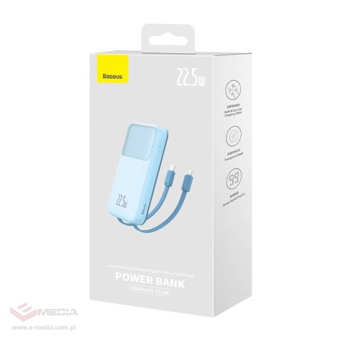 Powerbank Baseus Comet z kablem USB do USB-C, 10000mAh, 22.5W (niebieski)