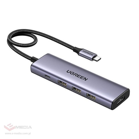 Hub / Adapter Ugreen Revodok CM511 USB-C do 3x USB, HDMI, USB-C, HDMI 4K 30Hz, PD 100W (szary)