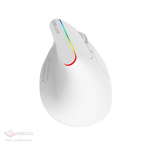 Bezprzewodowa mysz pionowa Delux M618C 2.4G 1600DPI RGB (biała)