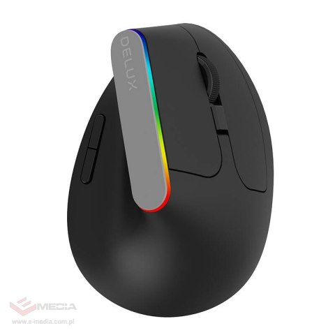 Bezprzewodowa mysz pionowa Delux M618C 2.4G 1600DPI RGB (czarna)