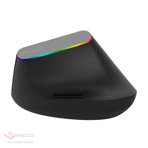 Bezprzewodowa mysz pionowa Delux M618C 2.4G 1600DPI RGB (czarna)