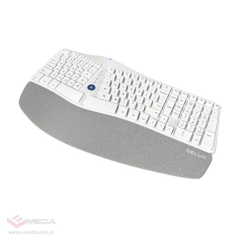 Ergonomiczna klawiatura bezprzewodowa Delux GM901D BT+2.4G (biała)