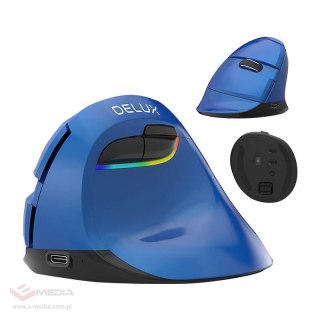 Bezprzewodowa mysz pionowa Delux M618Mini BT/2.4G 4000DPI RGB (niebieska)