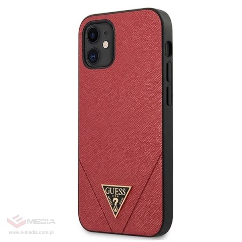 Etui Guess Saffiano na iPhone 12 mini - czerwone Saffiano