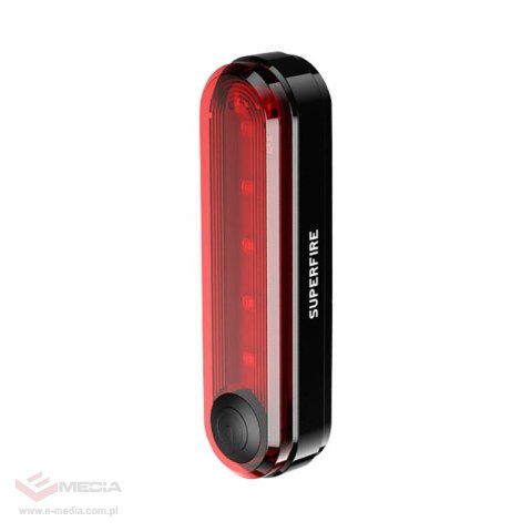 Tylna lampka rowerowa Superfire BTL01, USB, 230mAh