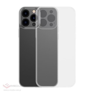 Baseus Frosted Glass Case etui pokrowiec do iPhone 13 Pro Max sztywna obudowa z żelową ramką przezroczysty (ARWS000202)