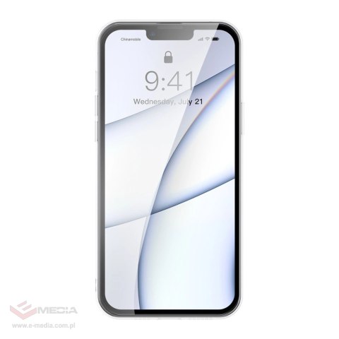 Baseus Frosted Glass Case etui pokrowiec do iPhone 13 Pro Max sztywna obudowa z żelową ramką przezroczysty (ARWS000202)