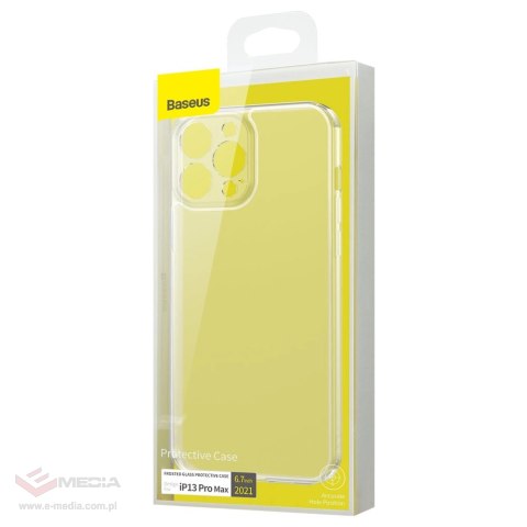 Baseus Frosted Glass Case etui pokrowiec do iPhone 13 Pro Max sztywna obudowa z żelową ramką przezroczysty (ARWS000202)