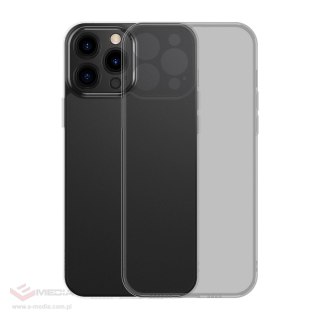 Baseus Frosted Glass Case etui pokrowiec do iPhone 13 Pro sztywna obudowa z żelową ramką czarny (ARWS000401)