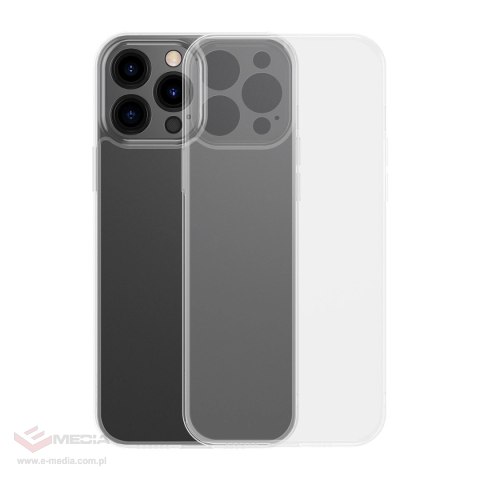 Baseus Frosted Glass Case etui pokrowiec do iPhone 13 Pro sztywna obudowa z żelową ramką przezroczysty (ARWS000702)