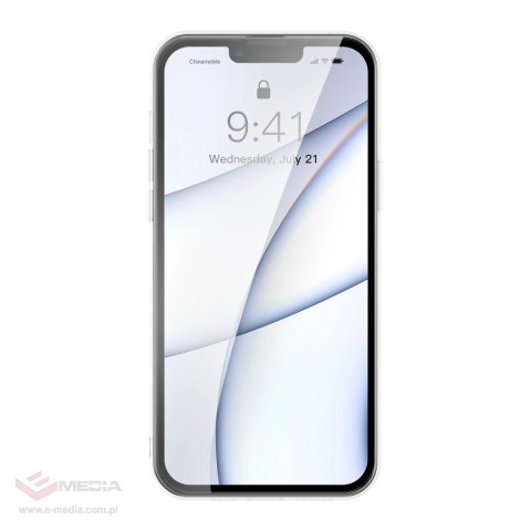 Baseus Frosted Glass Case etui pokrowiec do iPhone 13 Pro sztywna obudowa z żelową ramką przezroczysty (ARWS000702)