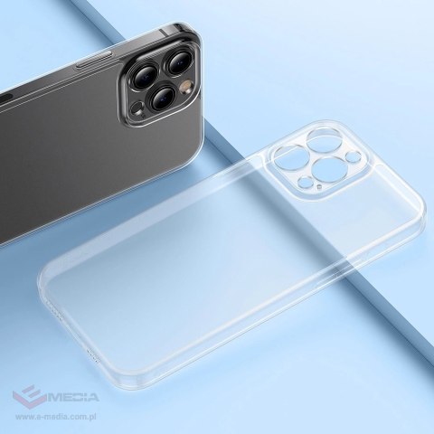 Baseus Frosted Glass Case etui pokrowiec do iPhone 13 Pro sztywna obudowa z żelową ramką czarny (ARWS001001)