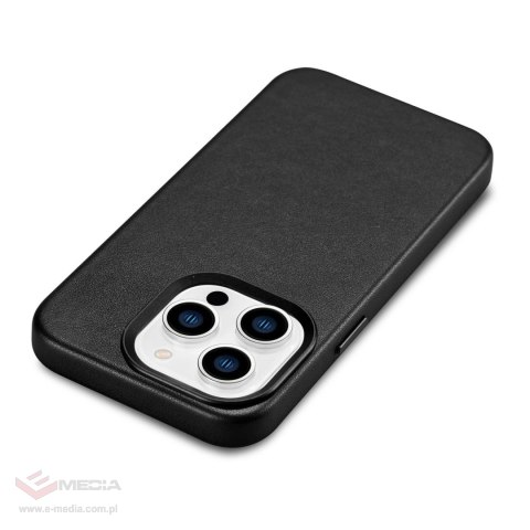 ICarer Case Leather pokrowiec etui z naturalnej skóry do iPhone 14 Pro Max czarny (WMI14220708-BK) (kompatybilne z MagSafe)