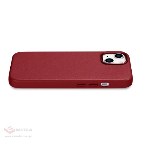 ICarer Case Leather pokrowiec etui z naturalnej skóry do iPhone 14 czerwony (WMI14220705-RD) (kompatybilne z MagSafe)