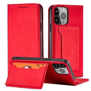 Magnet Card Case etui Samsung Galaxy A23 5G pokrowiec z klapką portfel podstawka czerwone