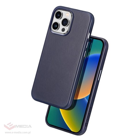 Dux Ducis Naples etui iPhone 14 Pro magnetyczny skórzany pokrowiec MagSafe niebieskie