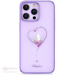 Etui silikonowe z kryształami Swarovski Kingxbar Wish Series do iPhone 14 Pro - fioletowe