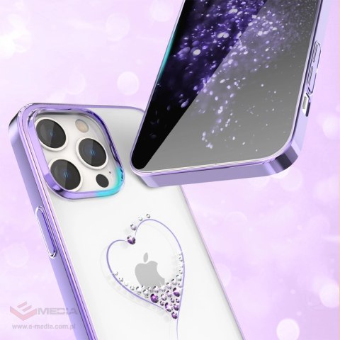 Etui silikonowe z kryształami Swarovski Kingxbar Wish Series do iPhone 14 Pro - fioletowe