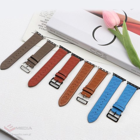 Strap Leather skórzany pasek Apple Watch Ultra, SE, 9, 8, 7, 6, 5, 4, 3, 2, 1 (49, 45, 44, 42 mm) opaska bransoleta ciemnobrązow