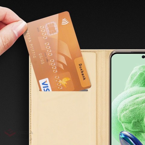 Dux Ducis Skin Pro etui do Xiaomi Redmi Note 12 5G / Poco X5 5G pokrowiec z klapką portfel na kartę podstawka złote