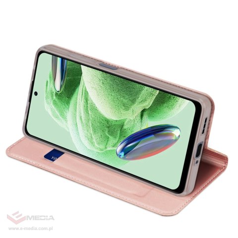 Dux Ducis Skin Pro etui do Xiaomi Redmi Note 12 Pro / Poco X5 Pro 5G pokrowiec z klapką portfel na kartę podstawka różowe