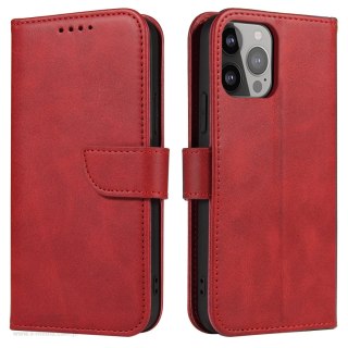 Etui portfel z klapką podstawką do iPhone 15 Pro Magnet Case - czerwone