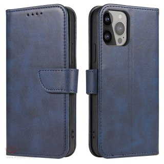 Etui portfel z klapką podstawką do iPhone 15 Pro Magnet Case - niebieskie