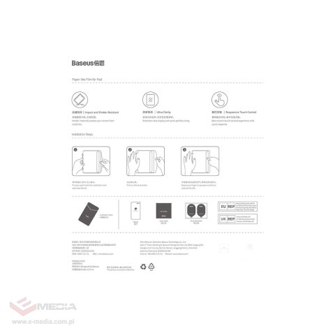 Szkło hartowane Baseus Crystal do iPad Pro 12.9'' (2018/2020/2021/2022) + zestaw montażowy - przezroczyste