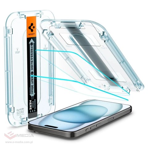 Szkło hartowane Spigen Glas.tR EZ Fit na iPhone 15 / 16 - 2 szt.