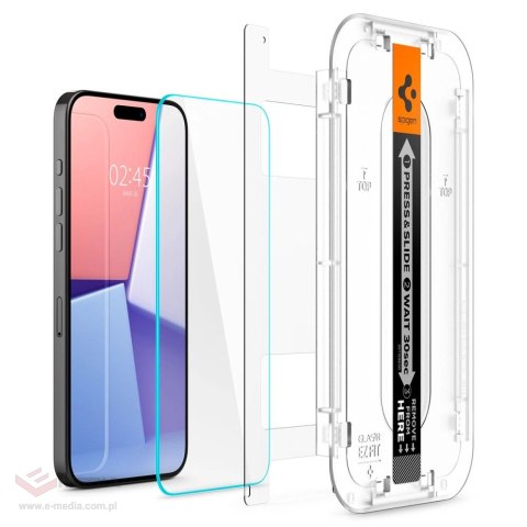 Szkło hartowane Spigen Glas.tR EZ Fit na iPhone 15 Pro - 2 szt.