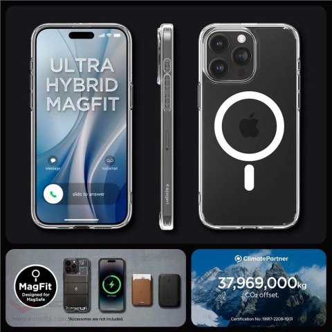 Etui Spigen Crystal Hybrid MagSafe na iPhone 15 Pro - przezroczysto-białe