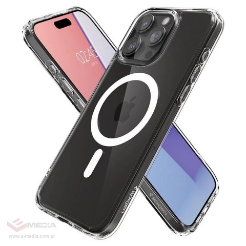 Etui Spigen Crystal Hybrid MagSafe na iPhone 15 Pro - przezroczysto-białe