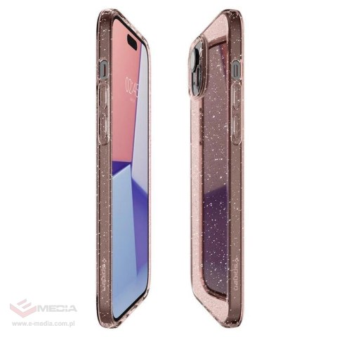 Etui Spigen Liquid Crystal Glitter na iPhone 15 - różowo-przezroczyste