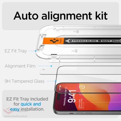 Szkło hartowane Spigen Glas.tR EZ Fit FC na iPhone 15 Plus - czarne