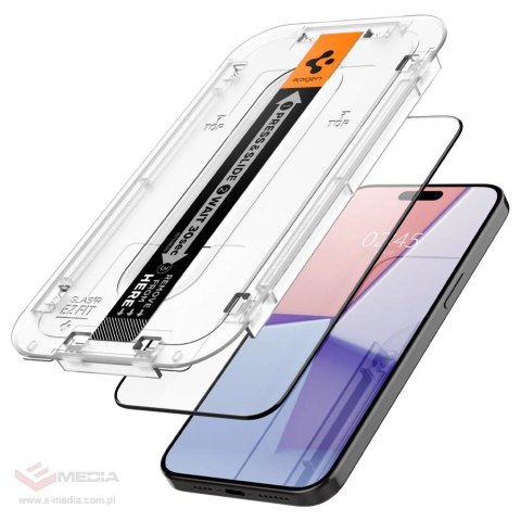 Szkło hartowane Spigen Glas.tR EZ Fit FC na iPhone 15 Pro - czarne