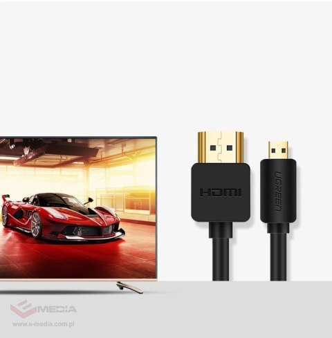 Ugreen kabel przewód HDMI - micro HDMI 19 pin 2.0v 4K 60Hz 30AWG 1,5m czarny (30102)