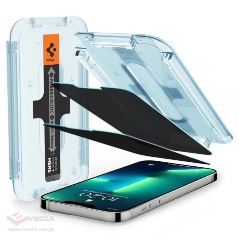 Szkło hartowane Spigen Glas.tR EZ Fit Privacy na iPhone 13 / 13 Pro / 14 / 16e - 2 szt.