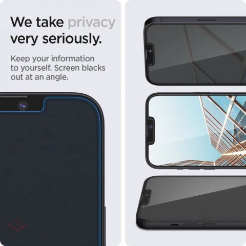 Szkło hartowane Spigen Glas.tR EZ Fit Privacy na iPhone 13 / 13 Pro / 14 / 16e - 2 szt.